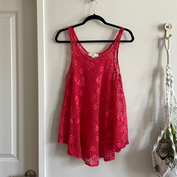 Staring at Stars Pink Lace Tank Top in Medium, EUC - Picture 1 of 3
